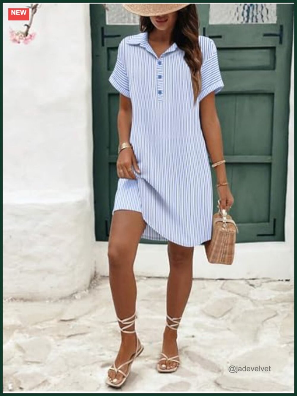Cotton Button Down Shift Dress with Pockets Beach Cover Up - Picture 2 of 6
